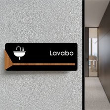 Lavabo - Ofis Kapı Isimliği, Yönlendirme Levhası 26X10CM - Siyah & Ceviz
