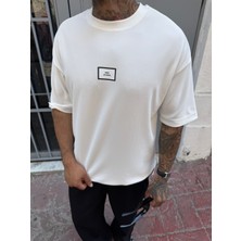 Erkek Oversize Basic High Studiost-Shirt - Beyaz