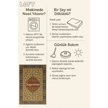 Supreme Logolu Retro Halı – Sokak Stili, Kaymaz Taban, Yıkanabilir, Bebek ve Evcil Dostu