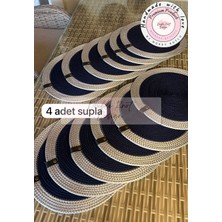 Double Knot Design 4 Adet  Amerikan Servis Supla Tress Jüt Hediyelik Sunum Davet Masa Düzeni