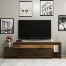 İnarch Dizayn Beliz Ceviz Renk Işıklı Tv Ünitesi