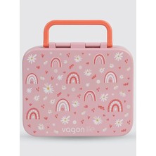 Uzspace VGN-092 3 Bölmeli Tutma Saplı Yemek Kabı - Lunch Box 1000 ml Pembe