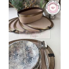 Oval Gold Detaylı Tress Supla Amerikan Servis Hediyelik Yemek Davet Masası