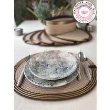 Oval Gold Detaylı Tress Supla Amerikan Servis Hediyelik Yemek Davet Masası