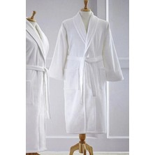 Spa & Banyo Için Unisex Bornoz – %100 Pamuk Beyaz Kumaş