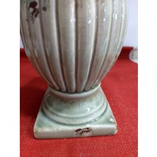 Yeşil Seramik Vintage Vazo Saksı Çap 13CM Yükseklik 18CM 1 Adet