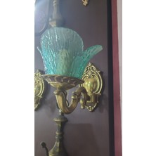 Cam Metal Aplik Gold Yeşil 23X25CM Duvar Lamba Özel Camlı 1 Adet