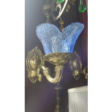Cam Metal Aplik Gold Mavi 23X25CM Duvar Lamba Özel Camlı 1 Adet