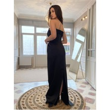 Saten Kumaş Straplez Modern Kalıp Abiye Elbise