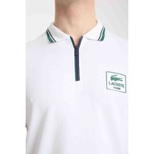 Lacoste Fermuar  Yaka Beyaz Regular Fit