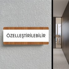 Özelleştirilebilir - Ofis Departman Kapı Isimliği, Yönlendirme Levhası 26X10 cm Beyaz & Ceviz