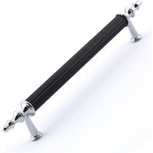 Tuana Rustik Alüminyum Metal Lüks Modern Mobilya Çekmece Mutfak Dolabı Kulpu Siyah-Krom