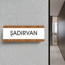 Şadırvan - Ofis Departman Kapı Isimliği, Yönlendirme Levhası 26X10 cm Beyaz & Ceviz