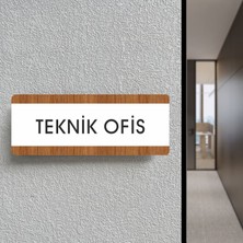 Teknik Ofis - Ofis Departman Kapı Isimliği, Yönlendirme Levhası 26X10 cm Beyaz & Ceviz