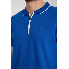 Lacoste  Fermuarlı Yaka  Saks Mavi Regular Fit