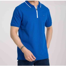 Lacoste  Fermuarlı Yaka  Saks Mavi Regular Fit