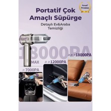 7in1 Vakumlu Üflemeli Mini Araç Içi Süpürgesi Portatif Güçlü El Süpürgesi 18000PA Lityum Pilli