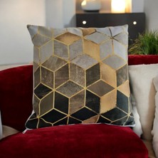 Dijital Baskı Geometrik Desenli Pamuklu Kırlent Kılıfı