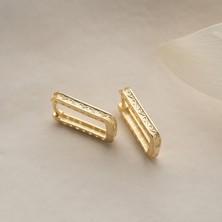 Vaoov 925 Ayar Gümüş Dokulu Dikdörtgen Küpe