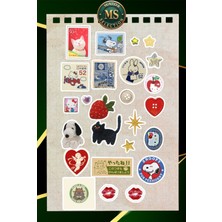Retro Vintage Sticker Seti - Bullet Journal, Laptop, Telefon, Tablet ve Ajanda Etiketleri -Çıkartma Paketi