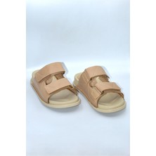 Unisex Ten Hakiki Deri Çift Cırt Günlük Terlik