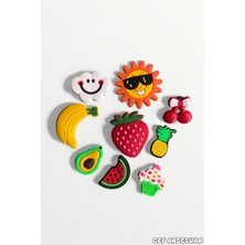 Jibbitz Terlik Süsü 9 Lu Set Güneş,kiraz,çilek,karpuz,bulut