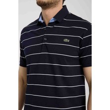 Lacoste Polo Çizgili  Lacivert Regular Fit