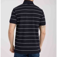 Lacoste Polo Çizgili  Lacivert Regular Fit