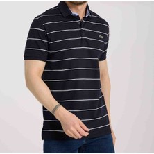 Lacoste Polo Çizgili  Lacivert Regular Fit