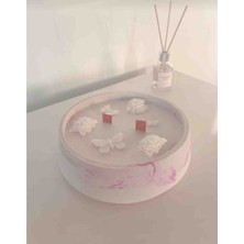 Waveora Doğal %100 Soya Wax Beton Kasede Çiçekli Vanilyalı Mum