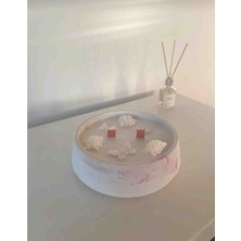 Waveora Doğal %100 Soya Wax Beton Kasede Çiçekli Vanilyalı Mum