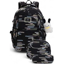 Relaxion 2173-1430 Ithal Ürün Kız Çocuk Üçlü Set Ilkokul Sırt Çantası - NKT02173-SIYAH-TEKEBAT