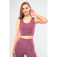 Kolsuz Sporcu Baskılı Crop - Pembe