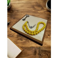 Anemore Collection SIKMA KEHRİBAR TESBİH KÜRE KESİM SARI RENK BABALAR GÜNÜ HEDİYE T-838