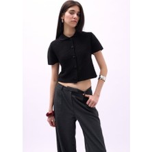 Gökyüzü Moda Bebe Yaka Düğmeli Bluz