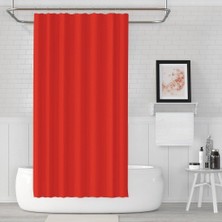 Zethome Banyo Perdesi 1x120x200 Tek Kanat Duş Perdesi Halka Hediyeli Duşakabin Perdesi 0010 Kırmızı