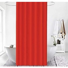 Zethome Banyo Perdesi 1x120x200 Tek Kanat Duş Perdesi Halka Hediyeli Duşakabin Perdesi 0010 Kırmızı