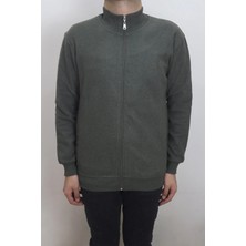 Santa Fistan Store Erkek Düz Spor Kesim Rahat Kalıp Hakim Yaka Fermuar Kapamalı Kışlık Hırka