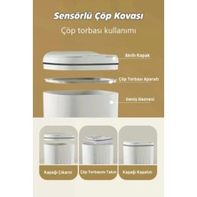 Akıllı Teknolojik Sensörlü Çöp Kovası Işık Antibakteriyel Koku Geçirmez Ofis Banyo Mutfak 20L Uv