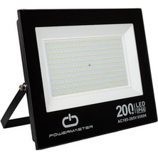 Powermaster PM-22583 200 Watt - 220 Volt Beyaz 6500K IP66 120* Işık Açısı Siyah Slim Kasa LED Projektör