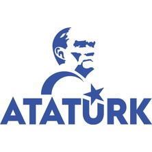Atatürk Türk Bayrağı Sticker 17X17 cm Mavi