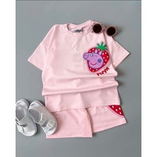 Peppa Baskılı Şortlu Kız Takım