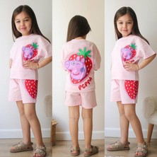 Peppa Baskılı Şortlu Kız Takım