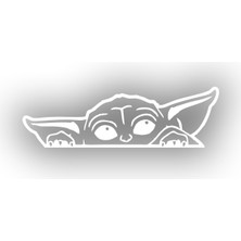 Baby Yoda Araba Stickeri 17X17 cm Beyaz