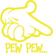 Pew Pew Araba Stickeri 17X17 cm Sarı
