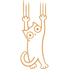 Tutunmaya Çalışan Kedi Araba Sticker 17X17 cm Turuncu