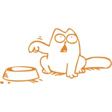Beslenmeyi Bekleyen Kedi Araba Sticker 17X17 cm Turuncu