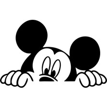 Mickey Mouse Araba Sticker  17X17 cm Siyah