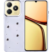 Realme C61 Kılıf Airbag Tasarımlı Simli Şeffaf Kutup Kapak