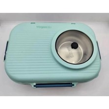 Vagonlife  BL70100 Çelik Yemek Kabı 900 ml 3 Bölmeli Lunch Box Mavi -Turkuaz